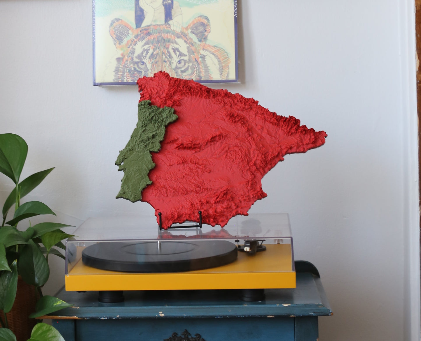 Spain & Portugal 3D Printed Topographic Map
